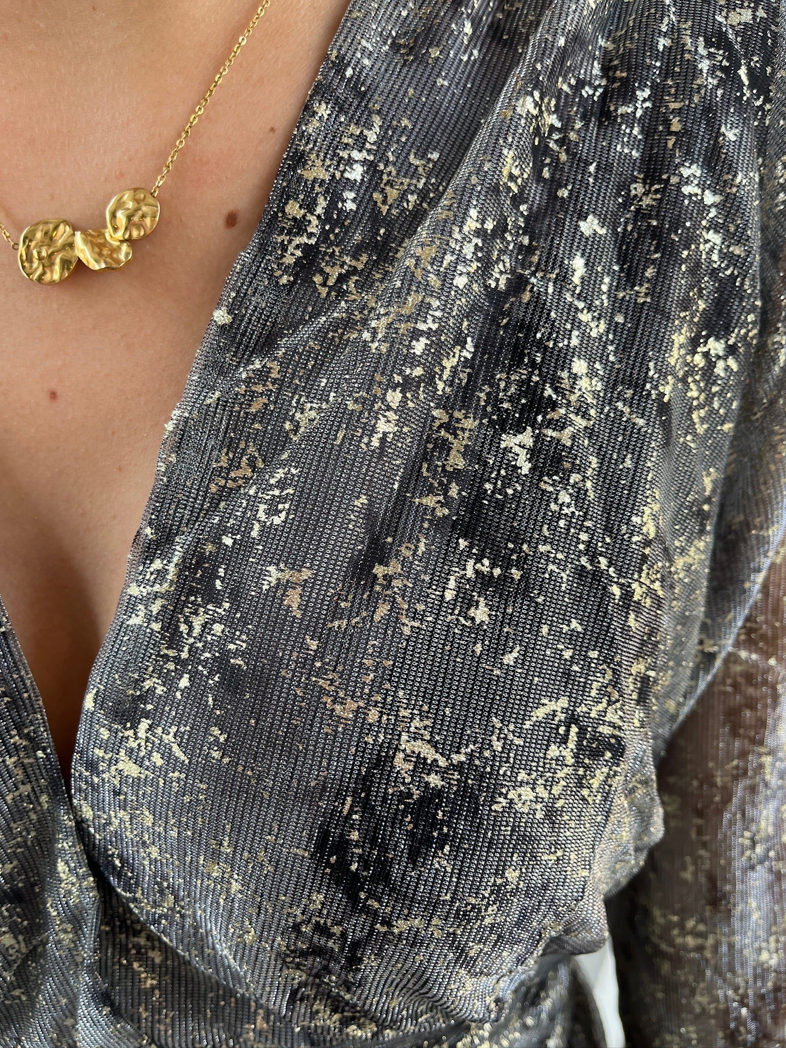 Robe Longue grise imprimée brillante