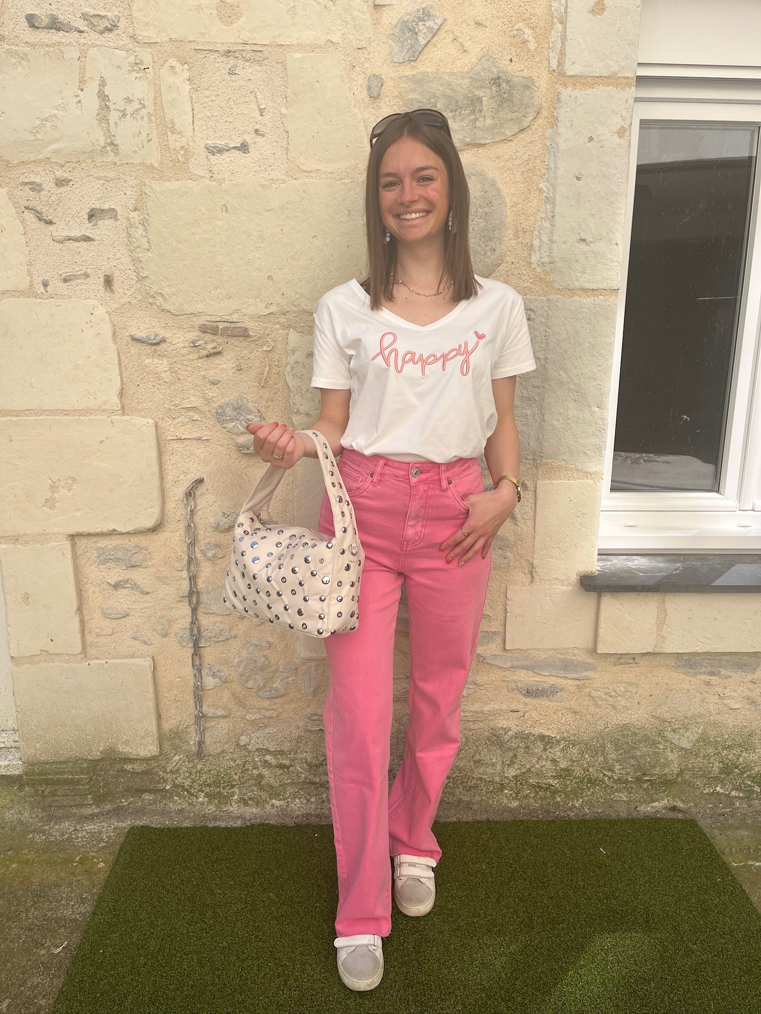 Tee-shirt Happy - Rose