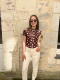 Haut accordéon à pois - Beige