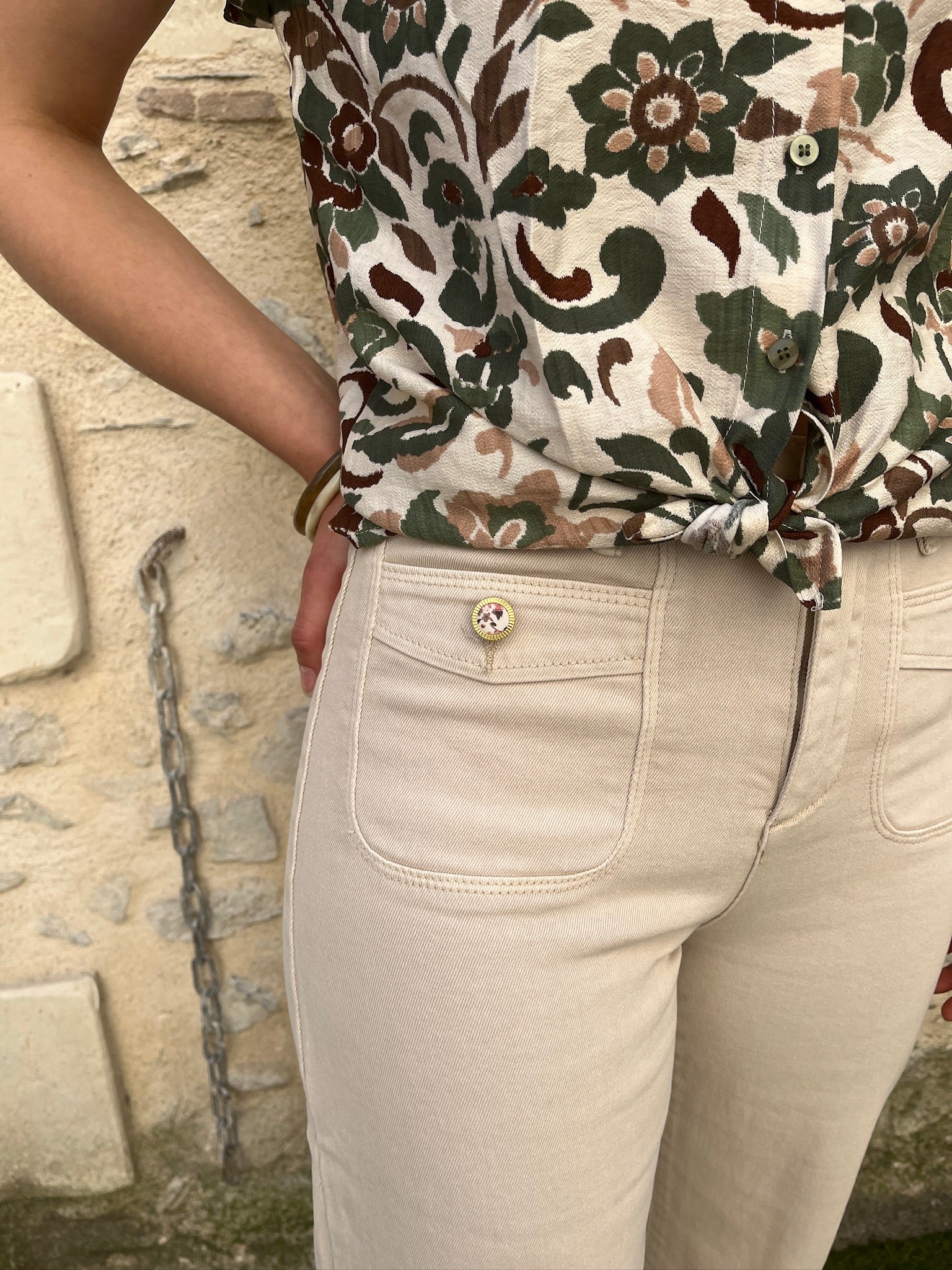Jean à détails - Beige
