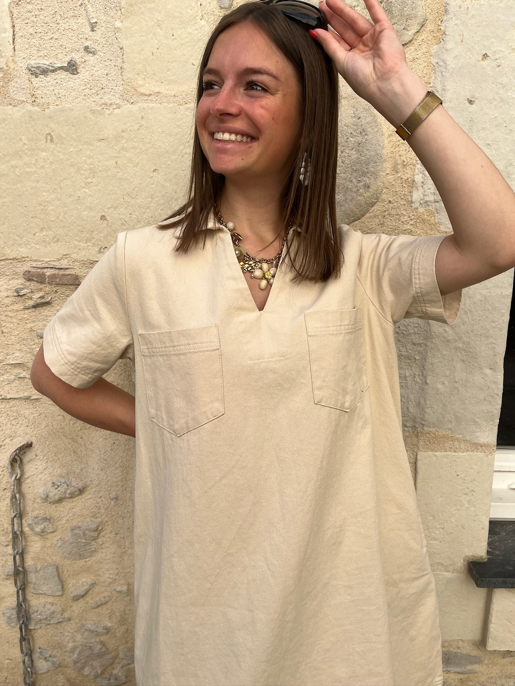 Robe courte Léna - Beige