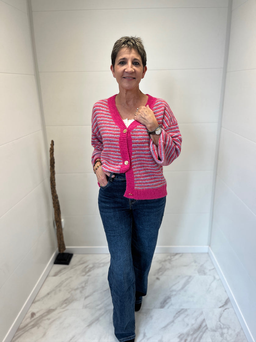 Gilet Rayé Sarah en rose