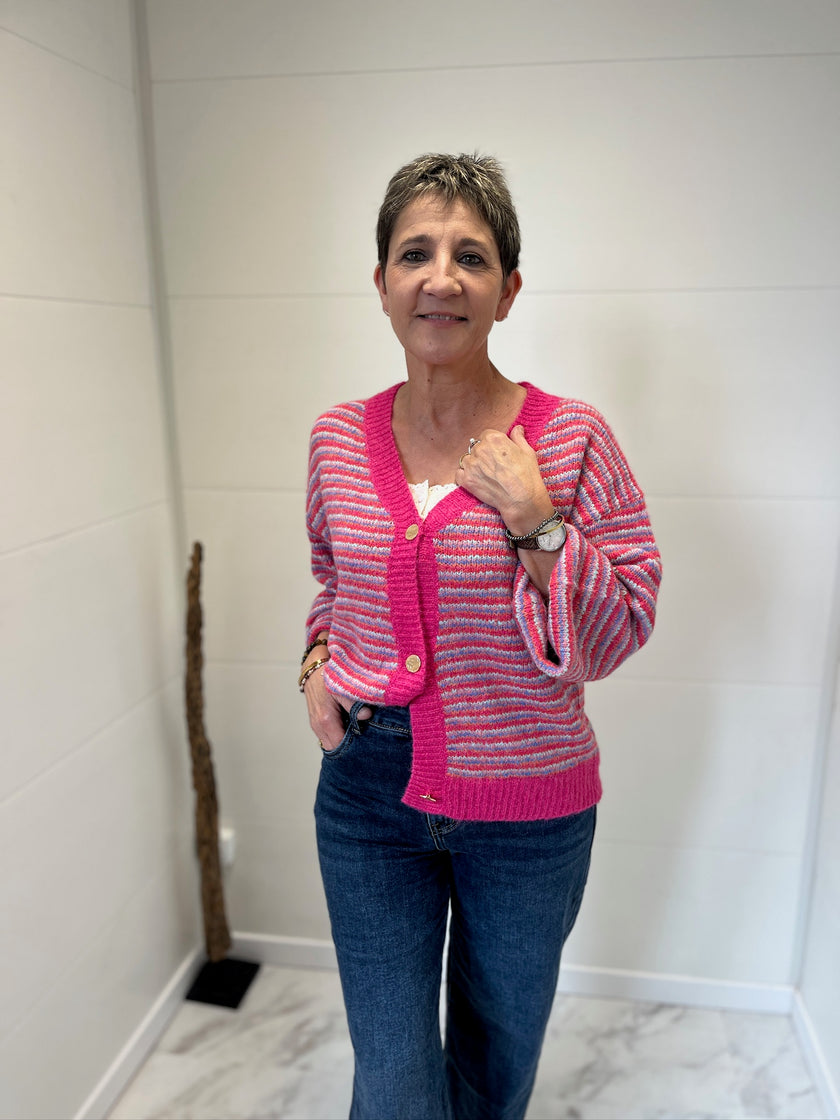 Gilet Rayé Sarah en rose