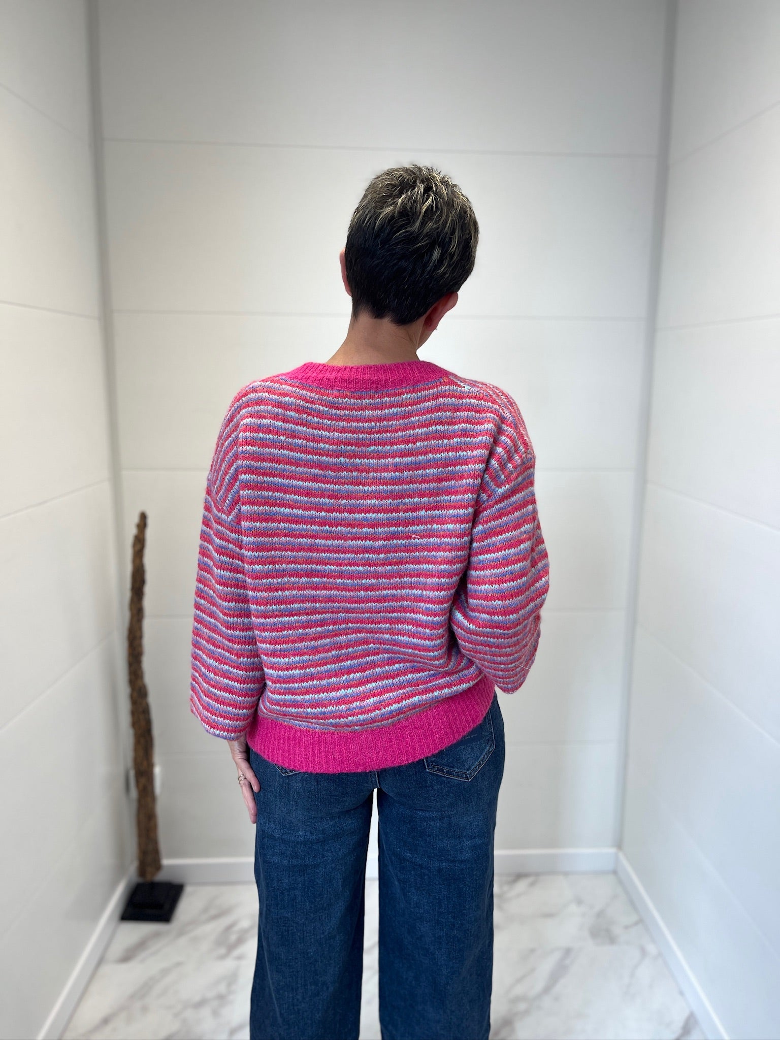 Gilet Rayé Sarah en rose