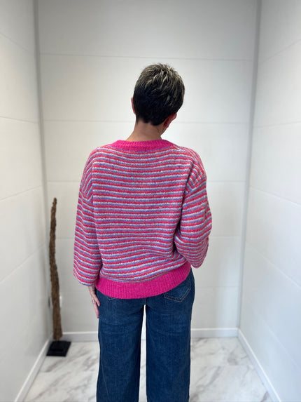 Gilet Rayé Sarah en rose