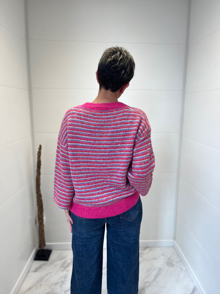 Gilet Rayé Sarah en rose