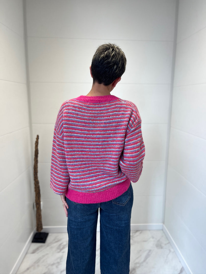 Gilet Rayé Sarah en rose