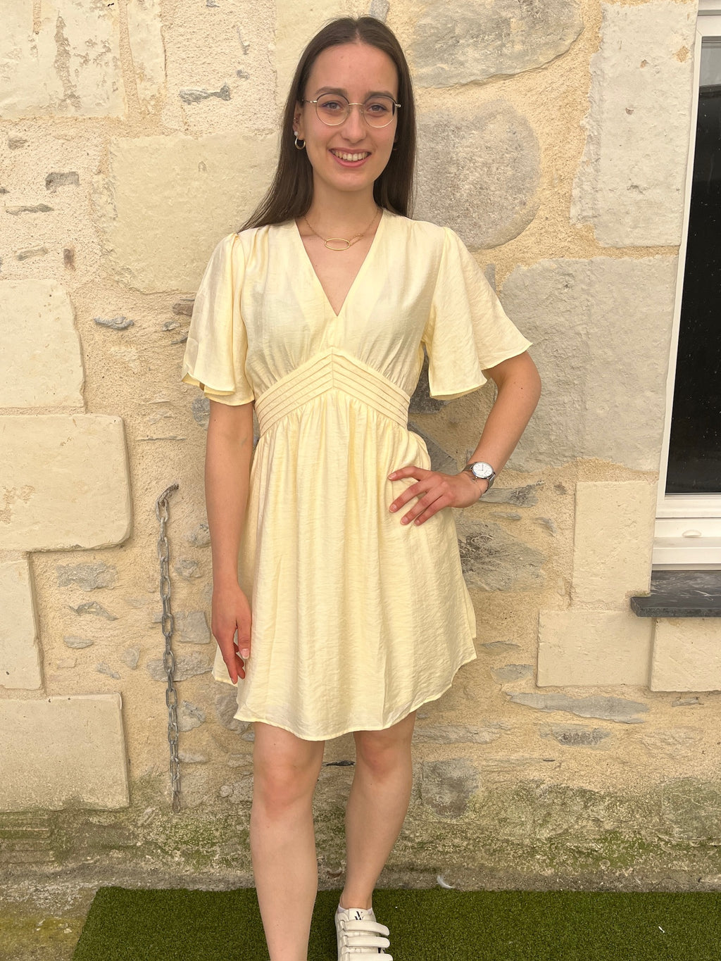 Robe courte Ivane - Jaune pâle