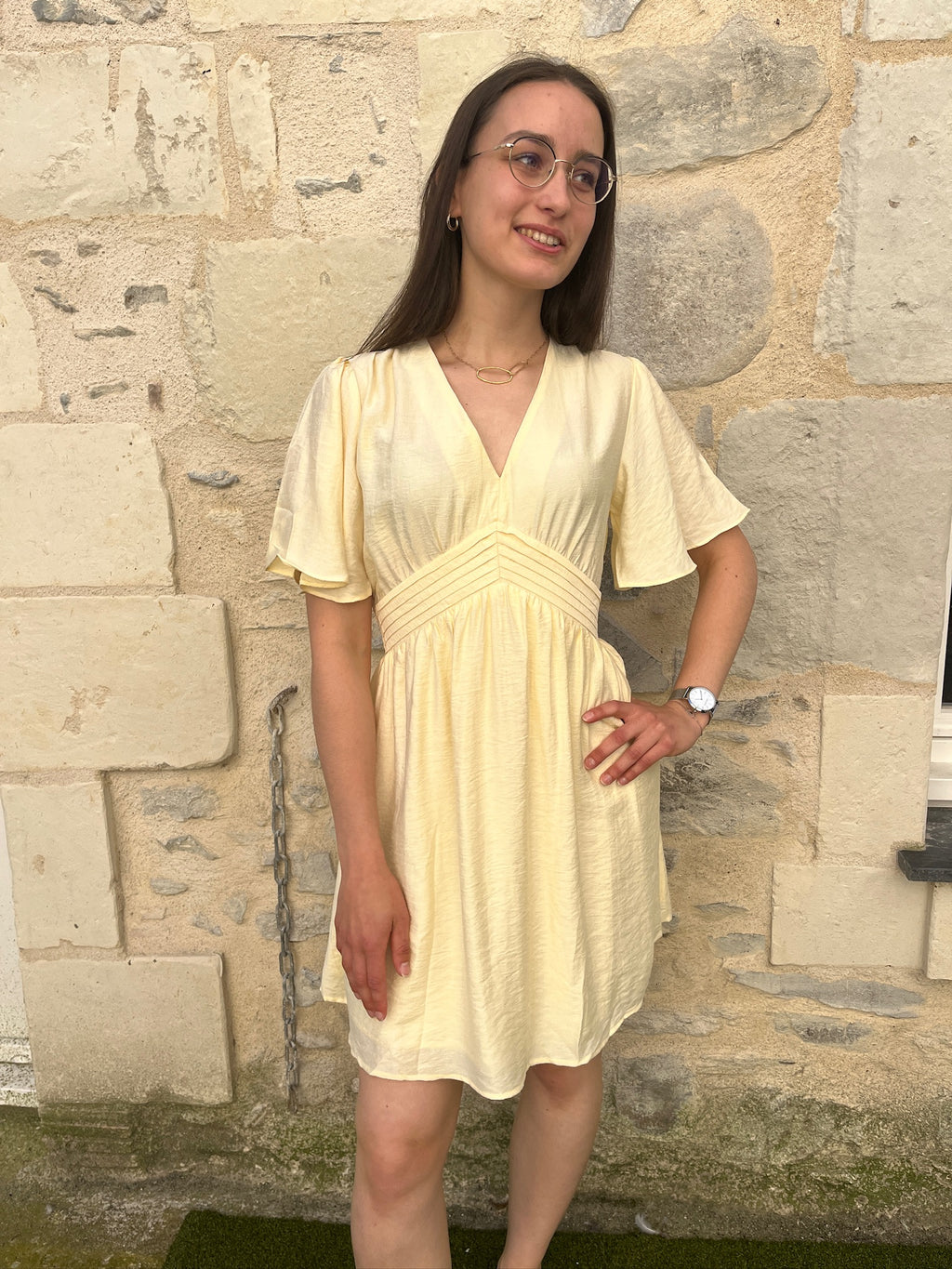 Robe courte Ivane - Jaune pâle