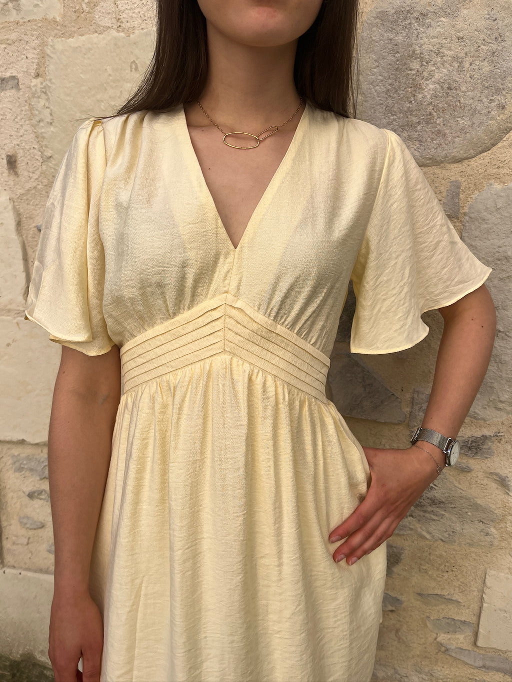 Robe courte Ivane - Jaune pâle