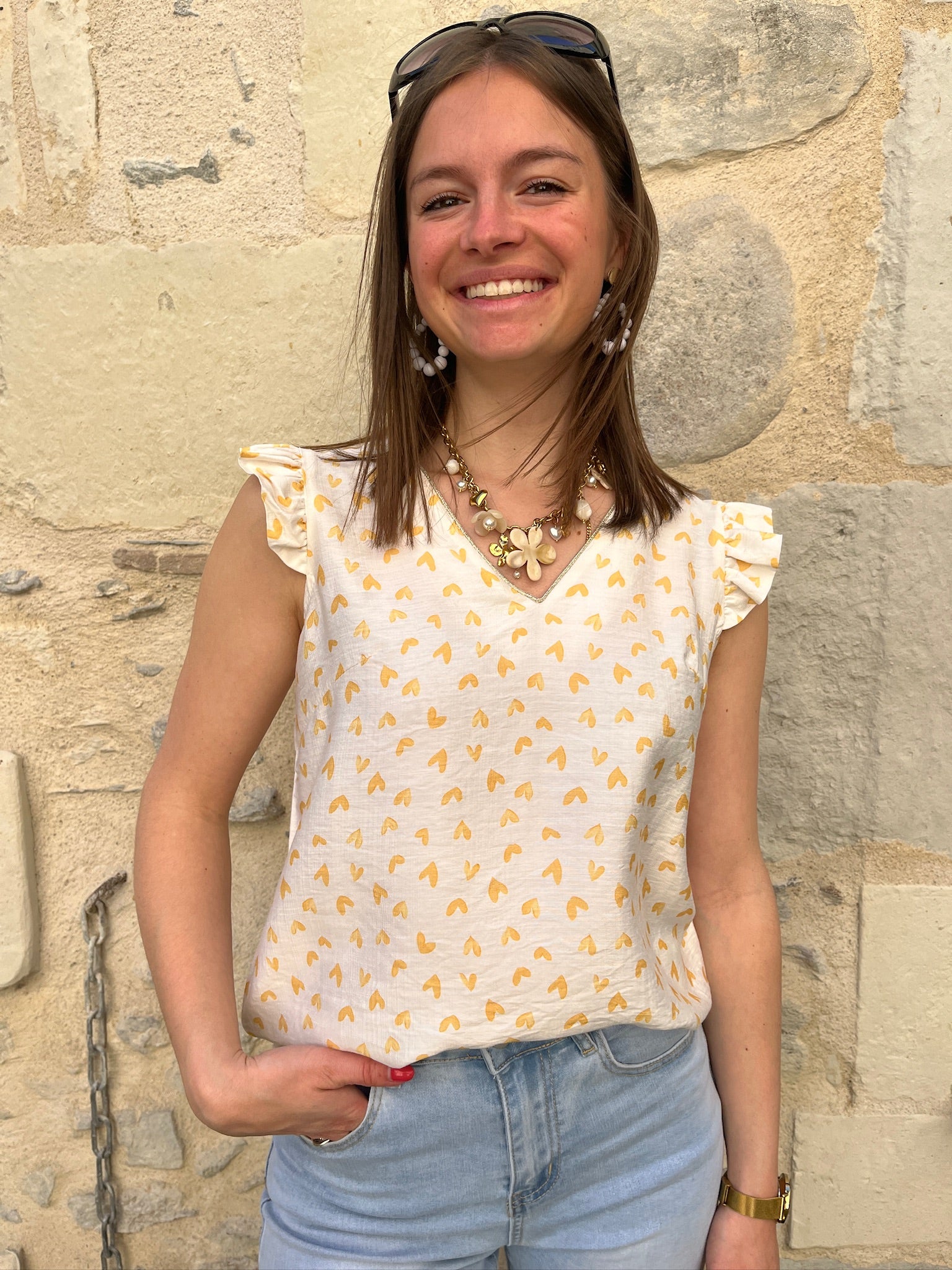 Haut à cœur - Jaune