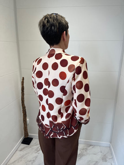 Veste blazer écru à pois terracotta