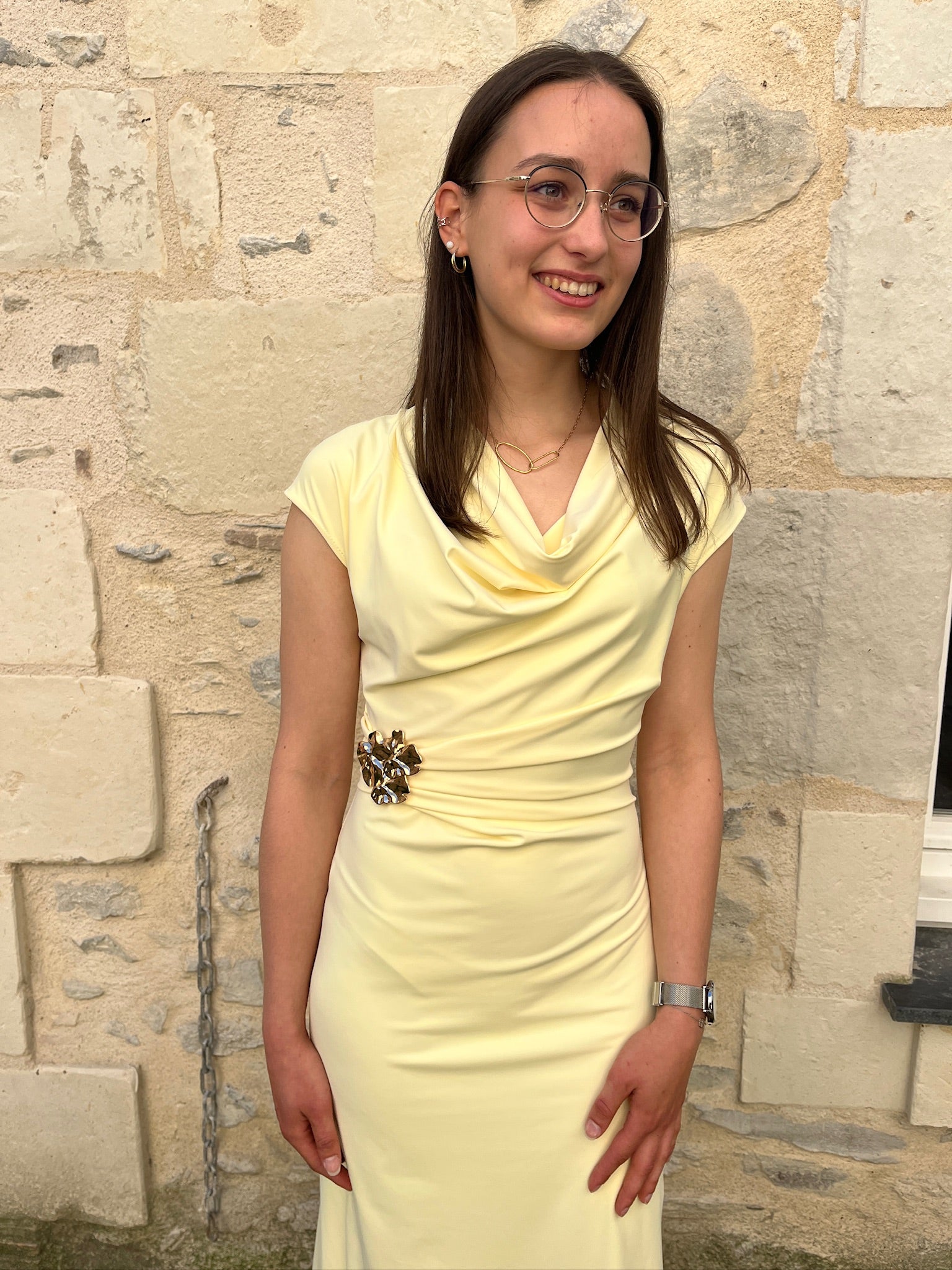 Robe longue Julie - Jaune pâle