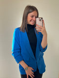 Veste blazer manches accordéon - Bleu électrique