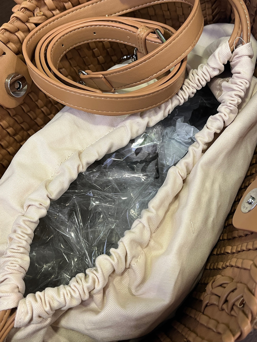 Sac cabas Camel tressé