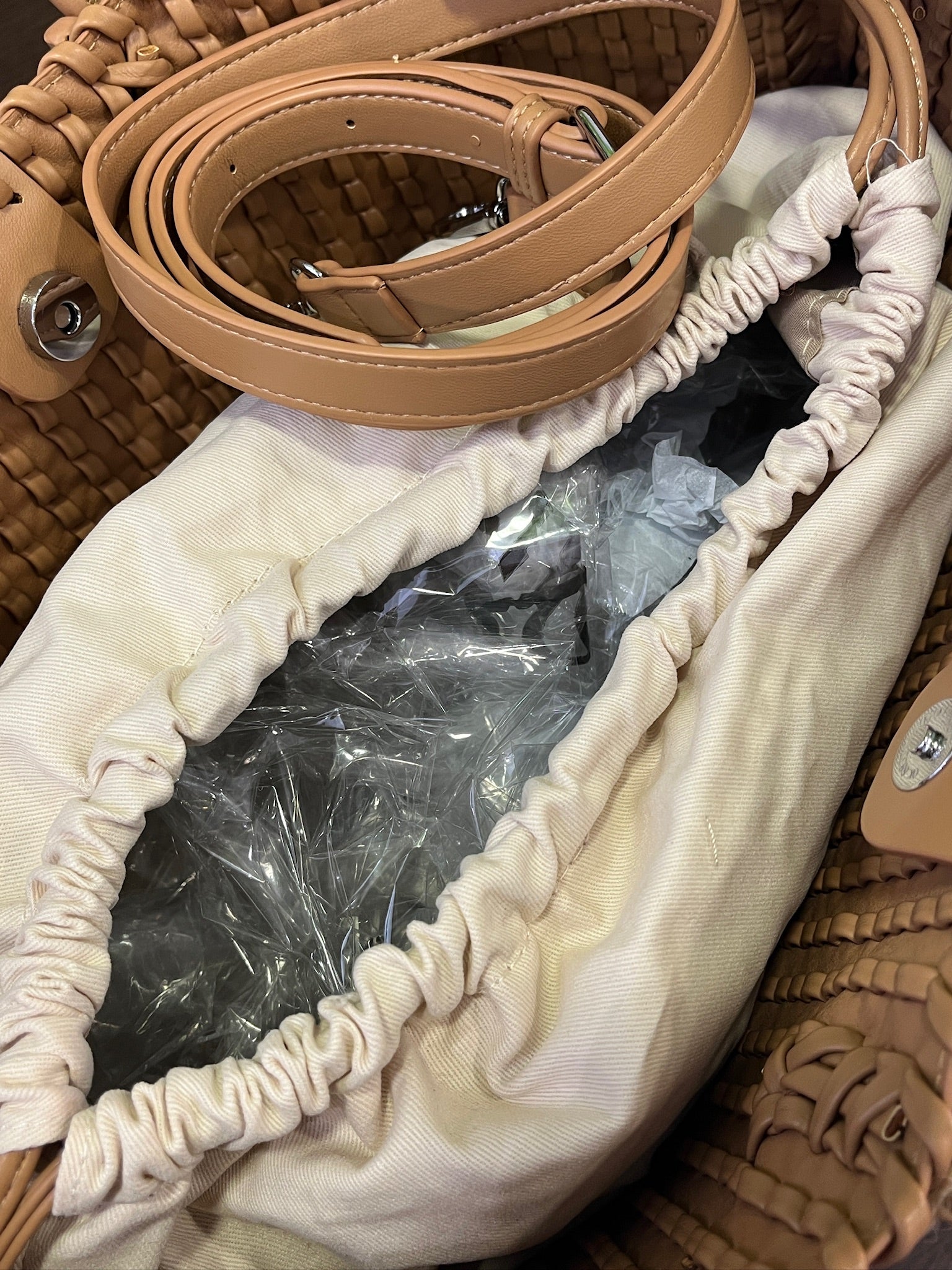 Sac cabas Camel tressé