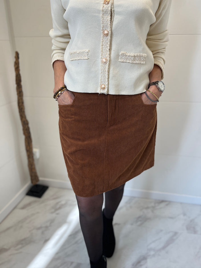 Jupe courte velours Camel