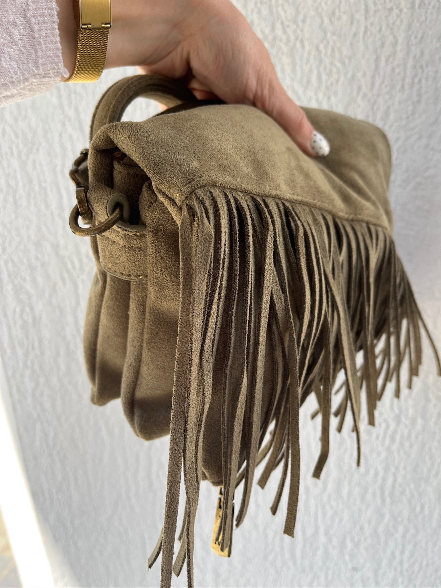 Sac à main à franges - Kaki