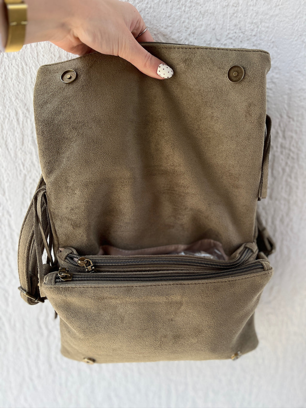 Sac à main à franges - Kaki