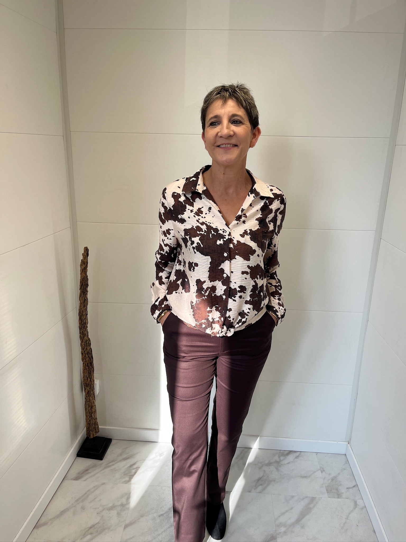 Chemise vachette écru et chocolat