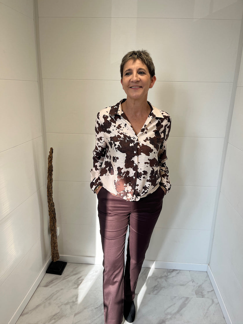 Chemise vachette écru et chocolat
