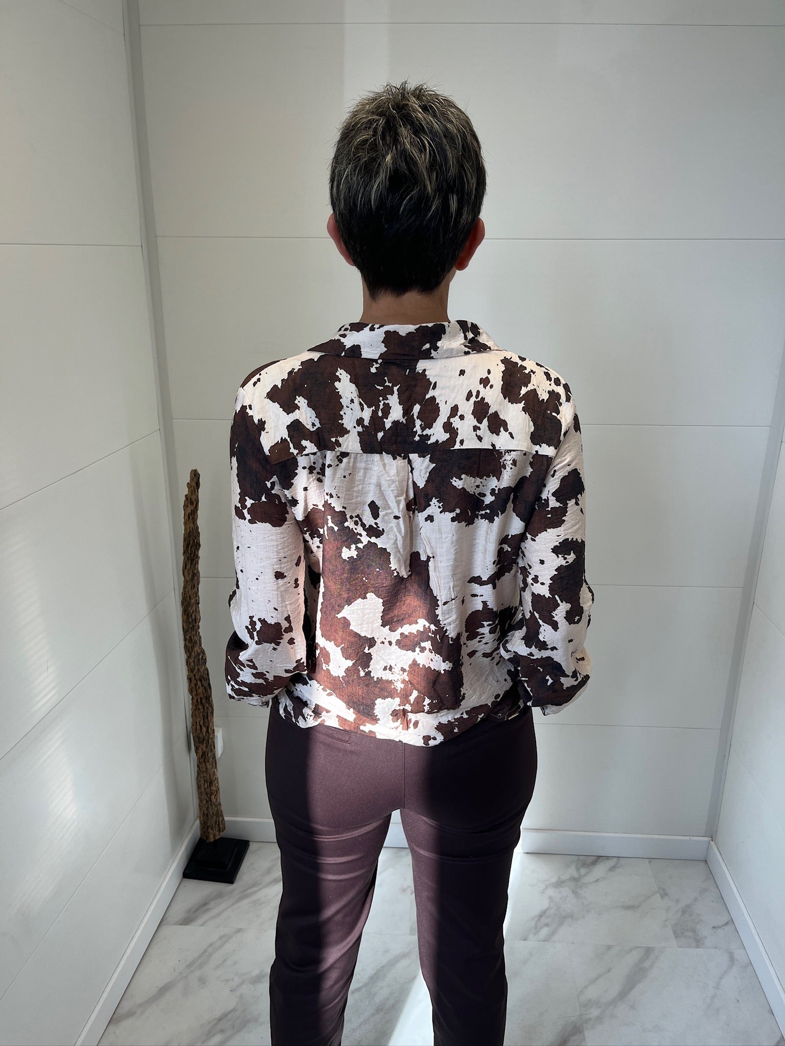 Chemise vachette écru et chocolat