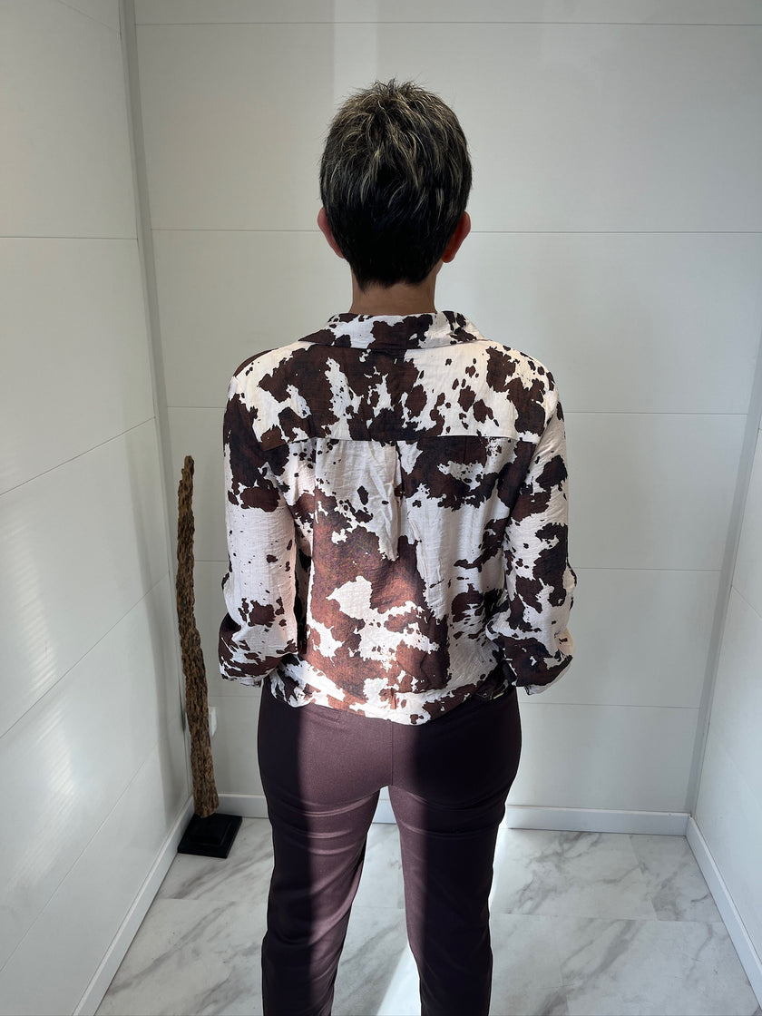 Chemise vachette écru et chocolat