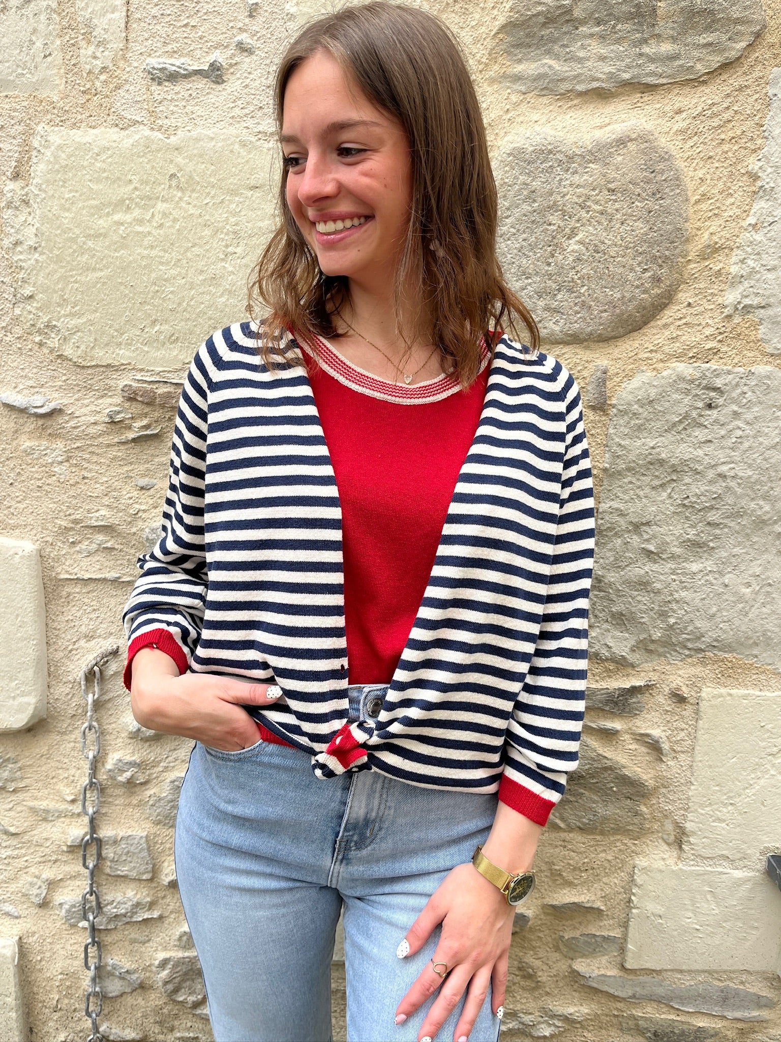 Gilet Rayé Anouk - Marine