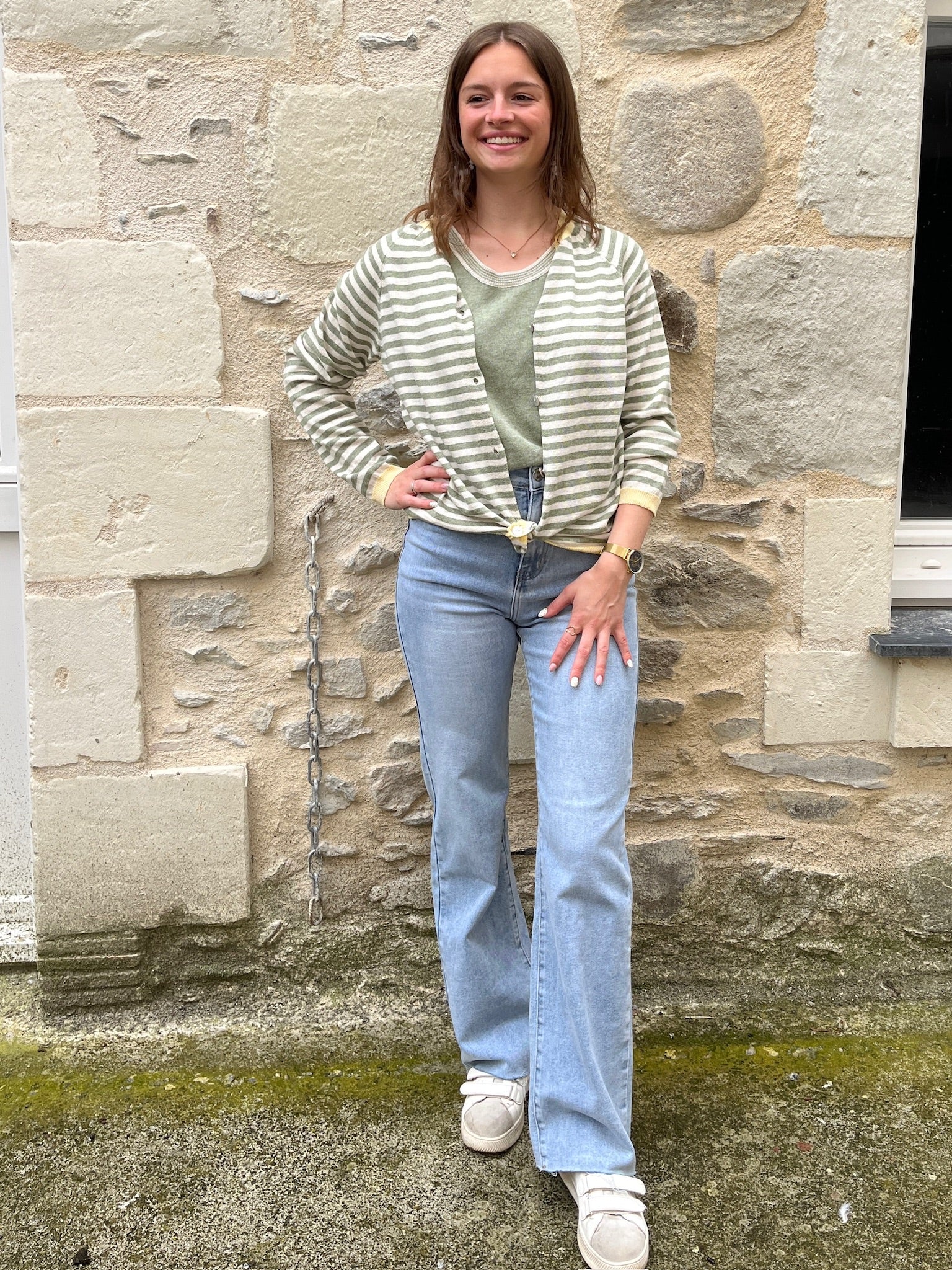 Gilet Rayé Anouk - Kaki