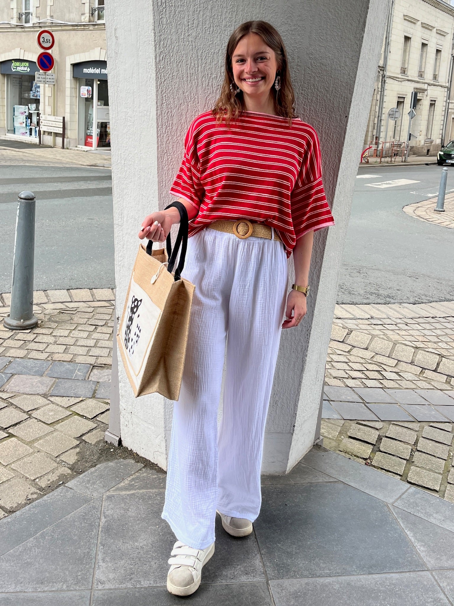 Pantalon Ana gaz de coton - Blanc