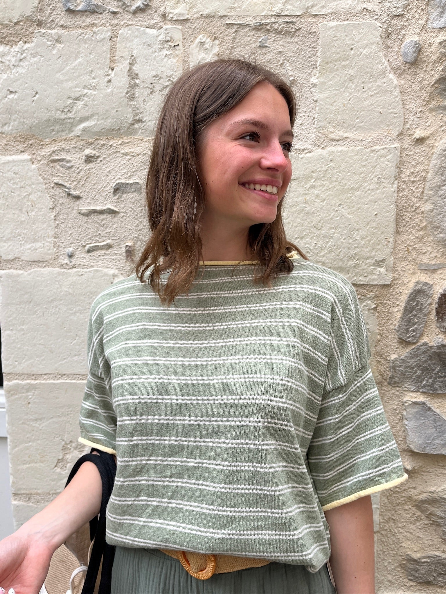 Tee-shirt Marinière ample - Kaki
