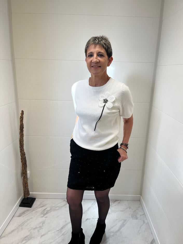 Pull manches courtes blanc