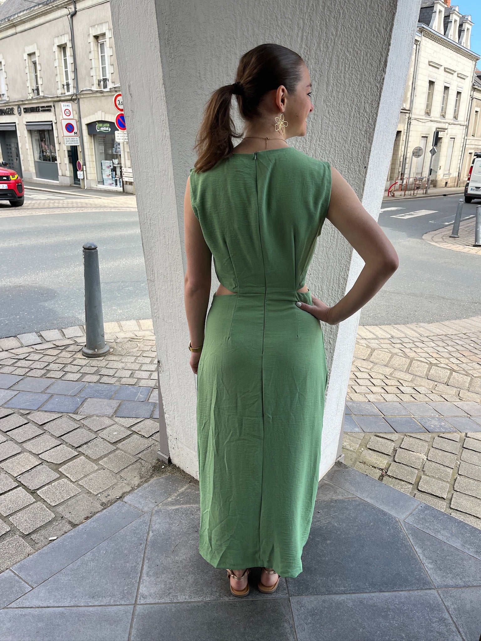 Robe longue Clara - Vert amande