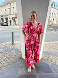 Robe longue Alba - Rose à motif