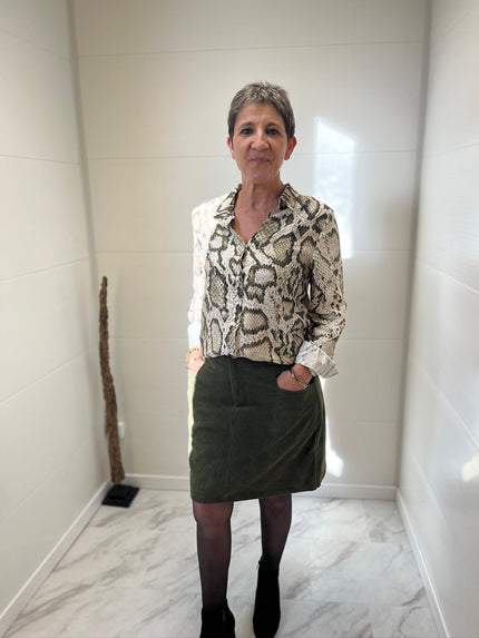 Chemise kaki et écru
