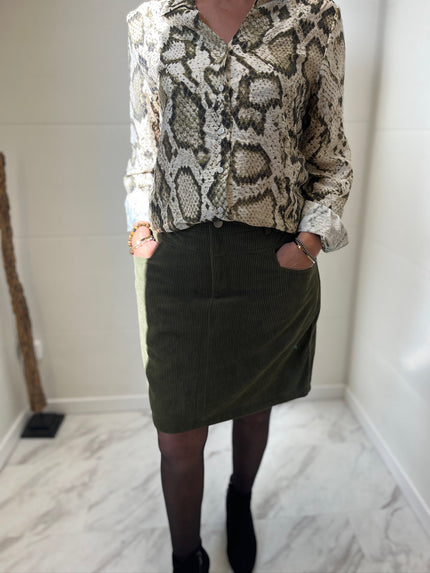 Jupe courte velours kaki