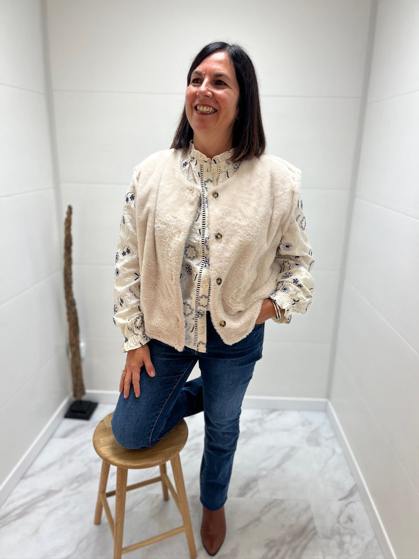 Veste sans manches écru