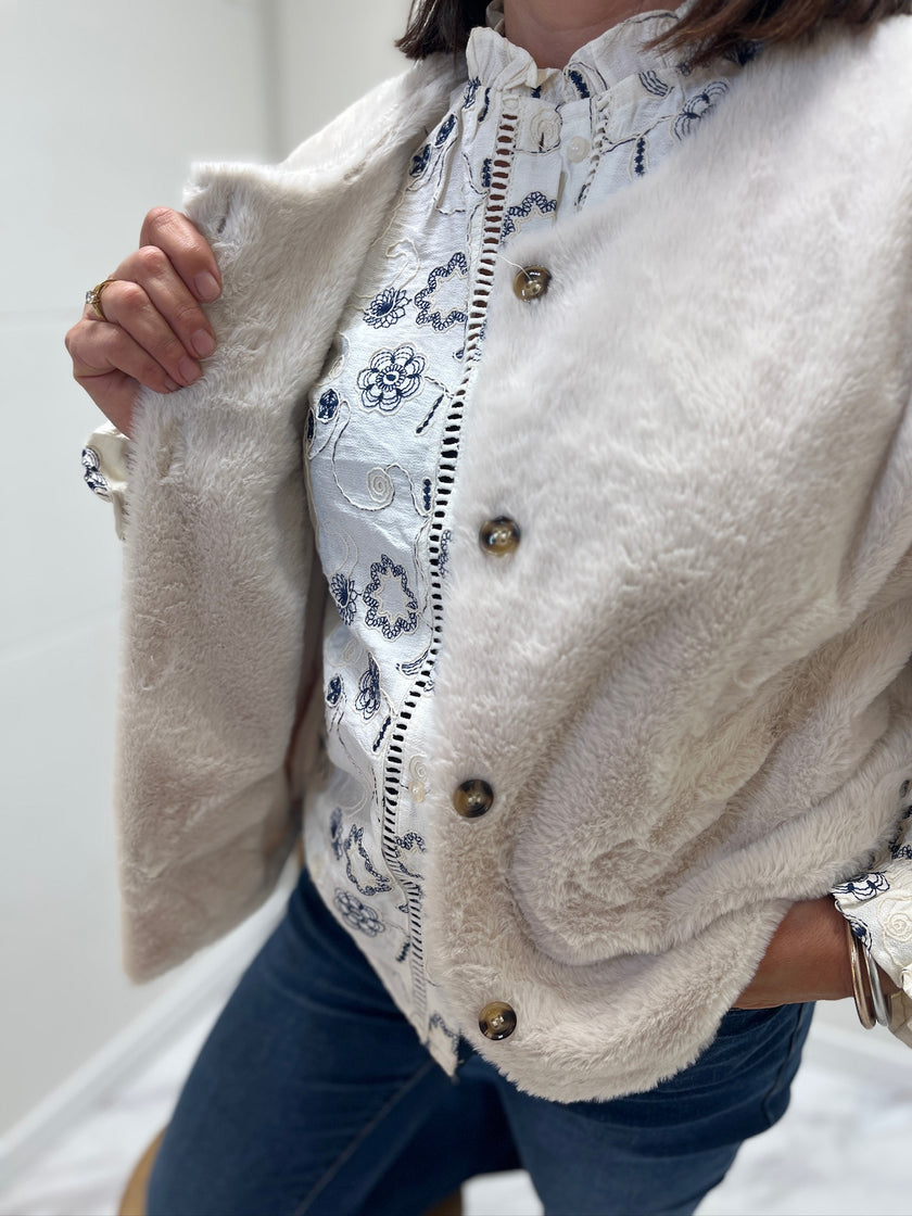 Veste sans manches écru