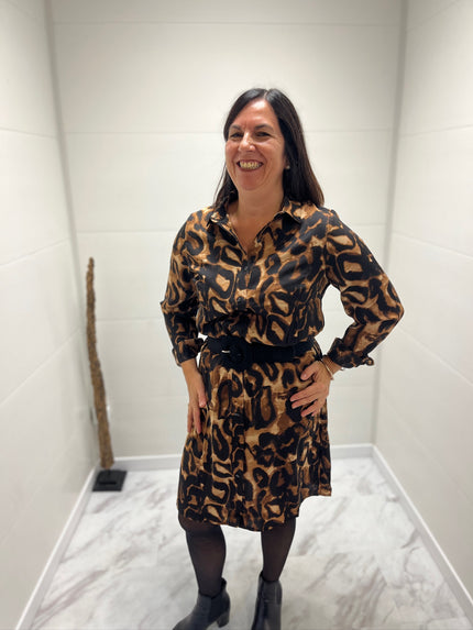 Robe léopard Clarisse Camel