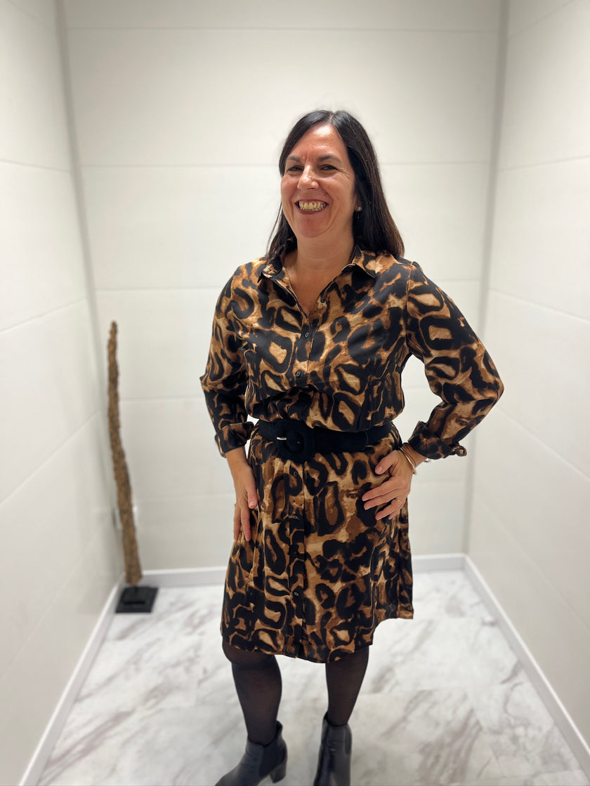 Robe léopard Clarisse Camel