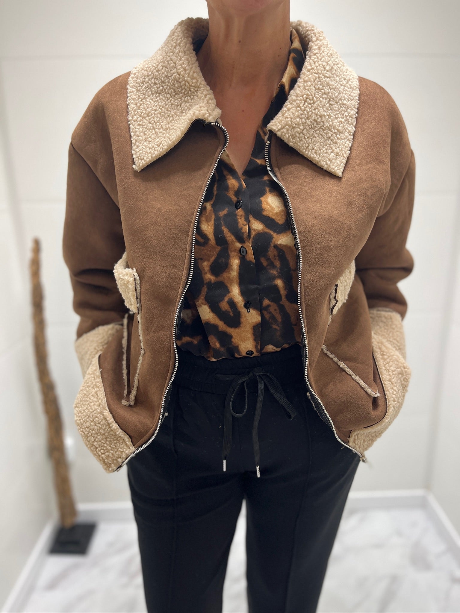 Veste en daim marron