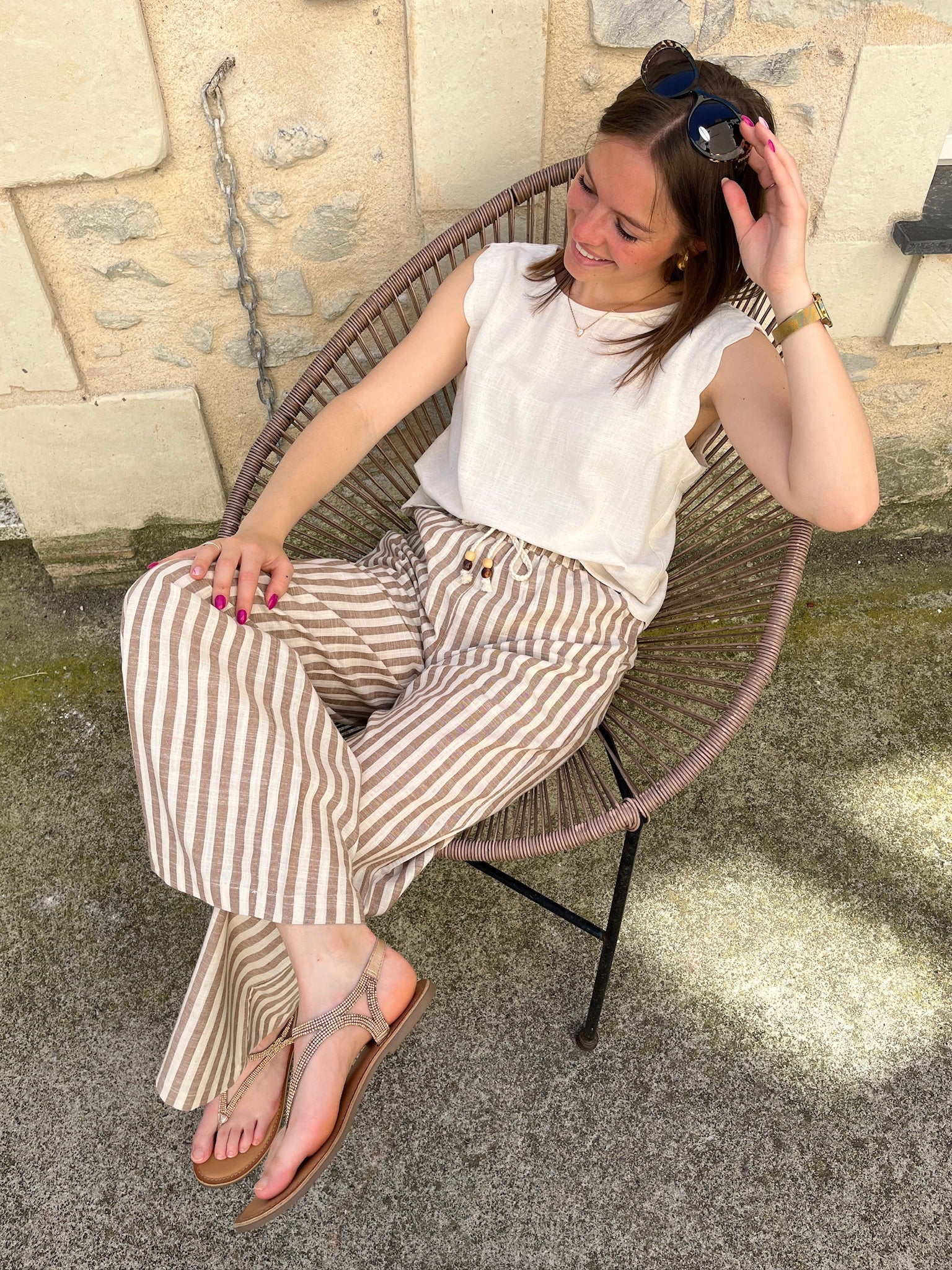 Pantalon Aude à rayures - Camel