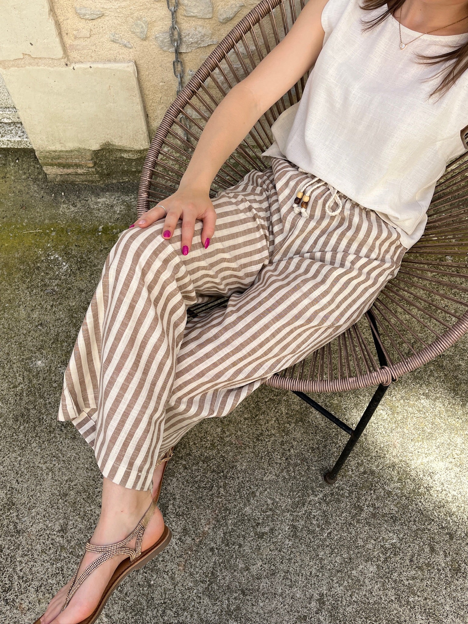 Pantalon Aude à rayures - Camel