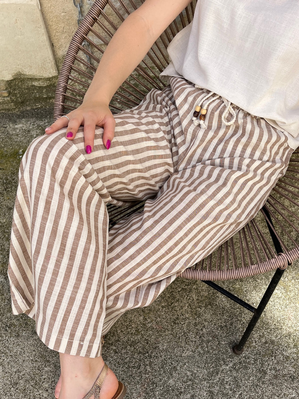 Pantalon Aude à rayures - Camel