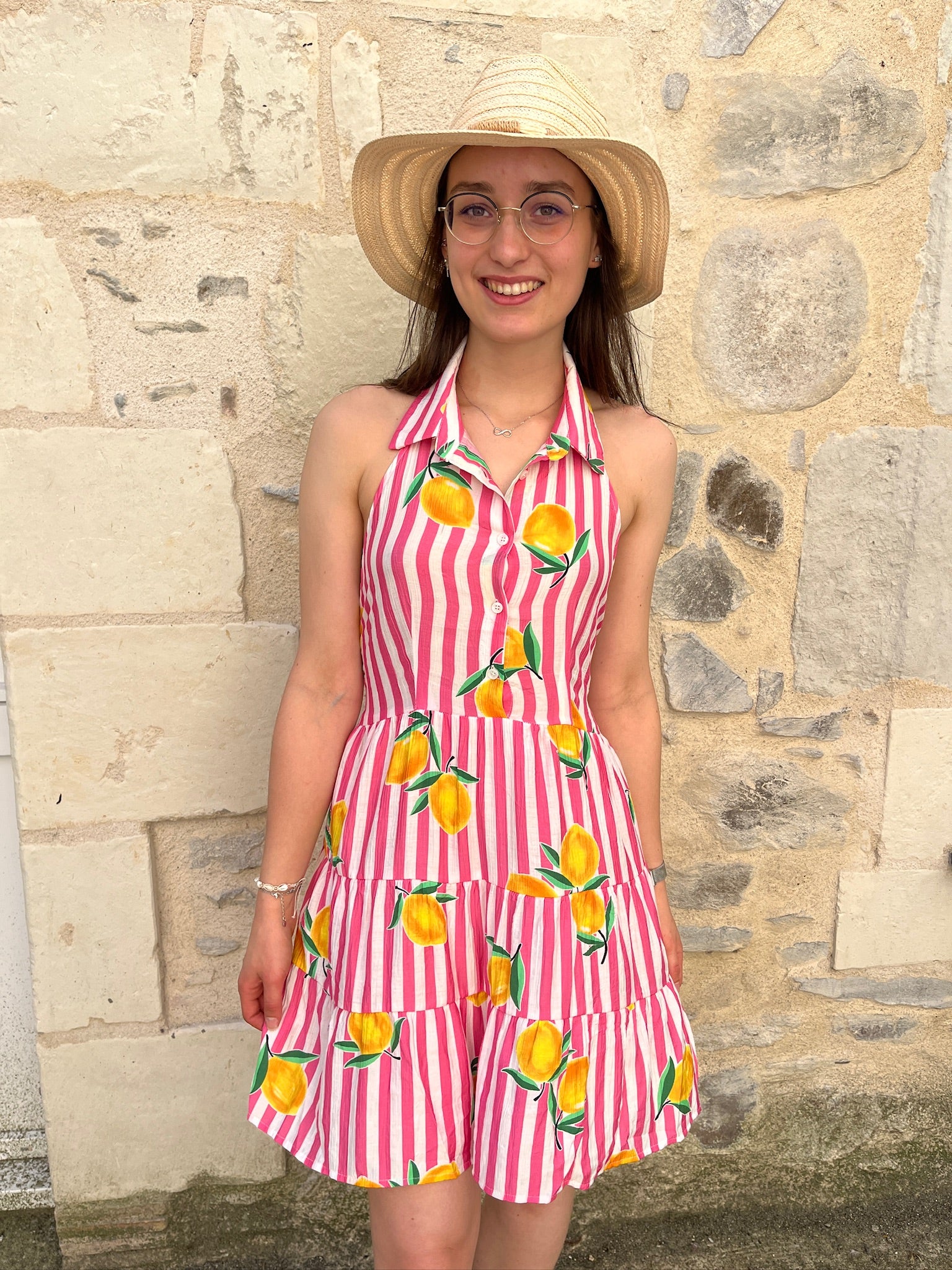 Robe courte Citron - Rose