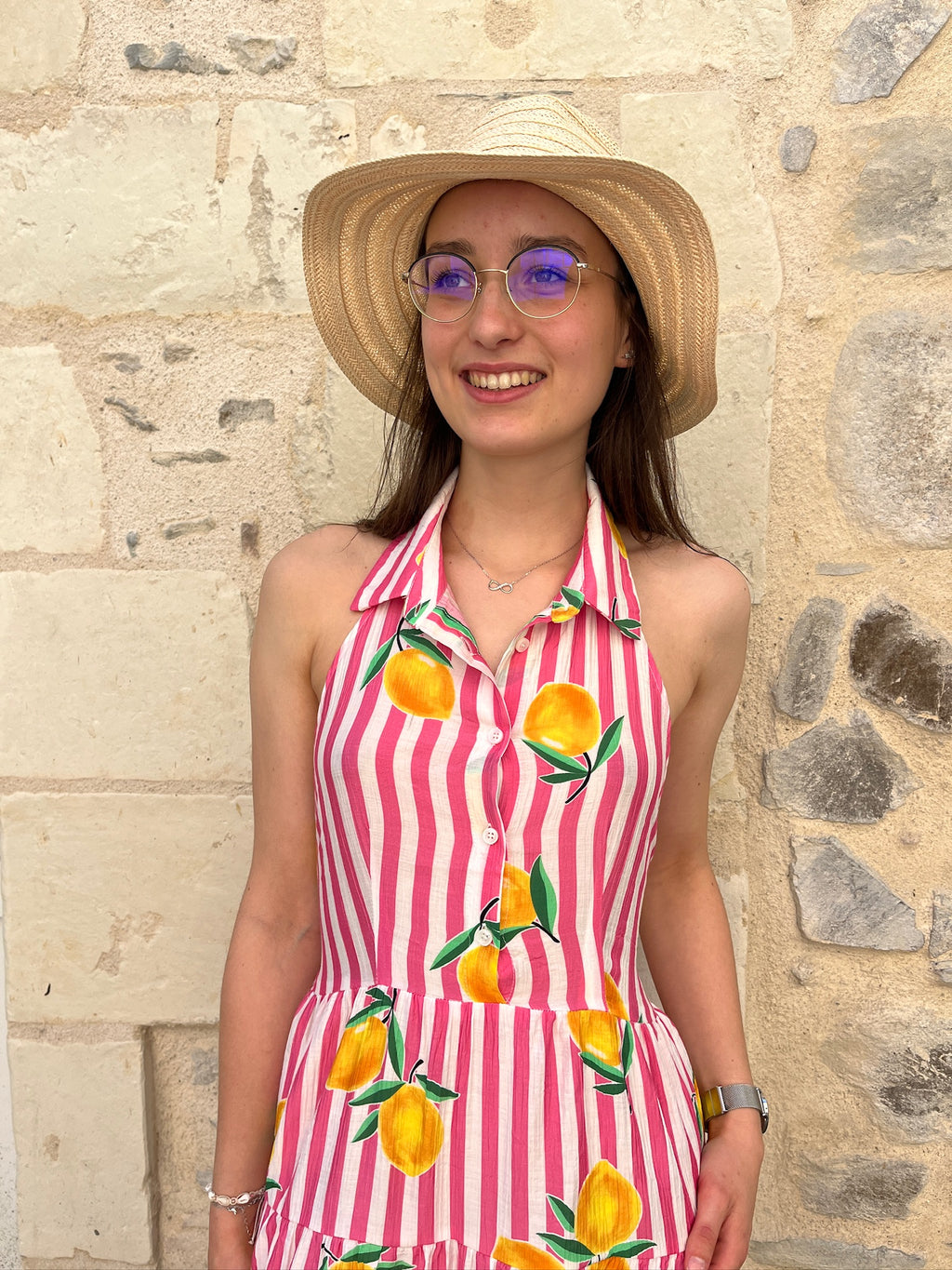 Robe courte Citron - Rose