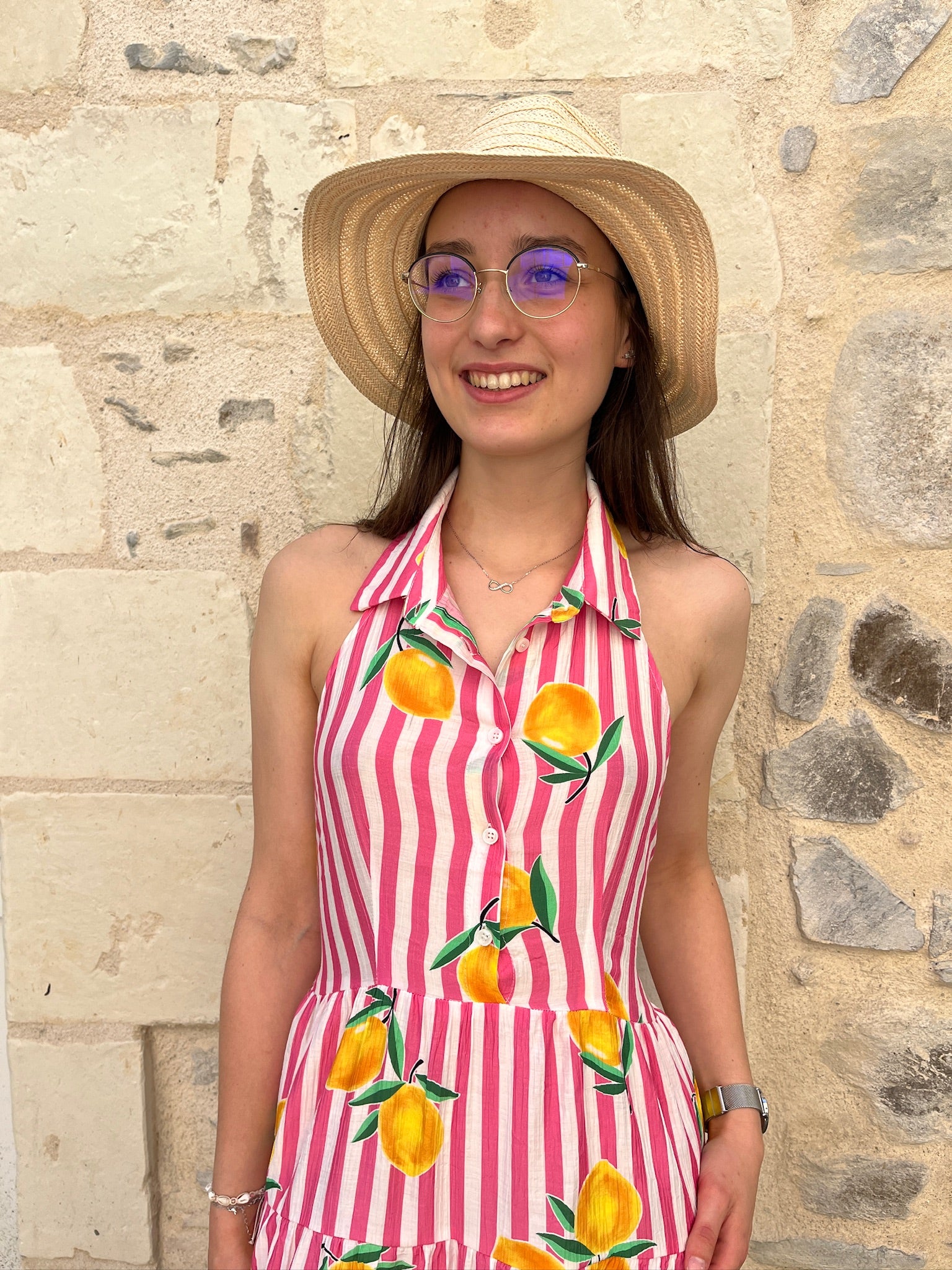 Robe courte Citron - Rose