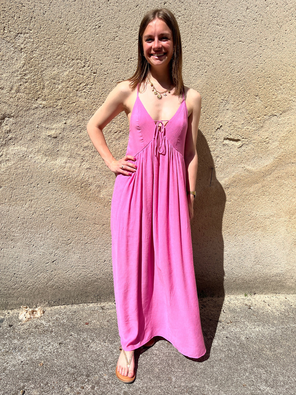 Robe longue Eva - Rose