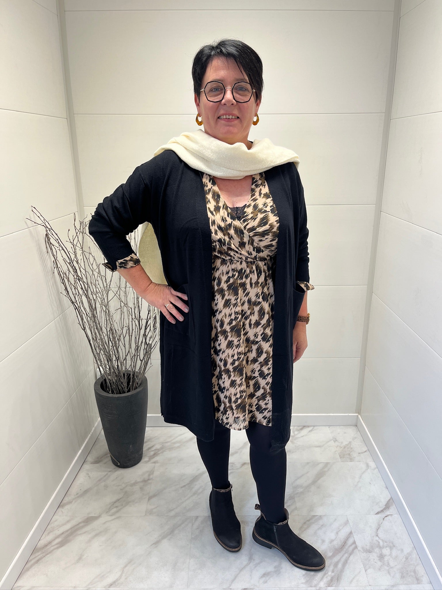 Robe courte beige et chocolat