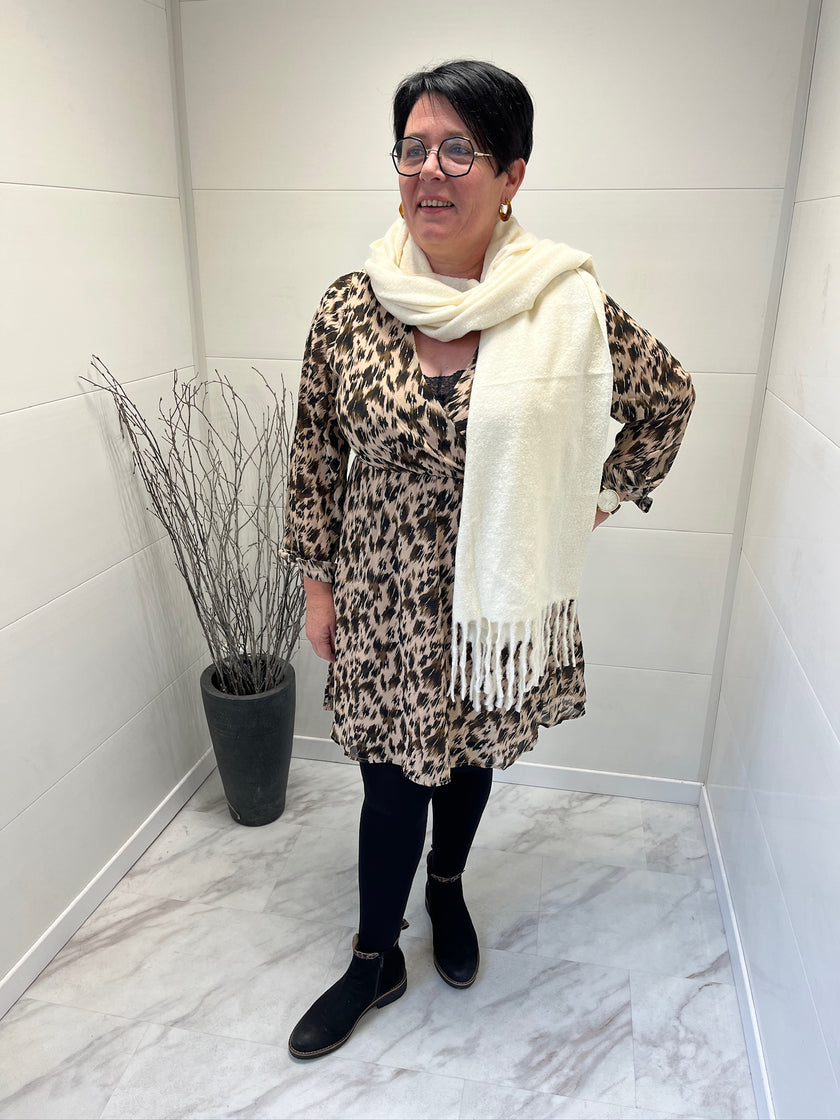 Robe courte beige et chocolat